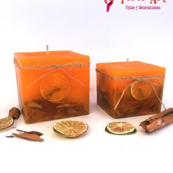 Velas cuadradas canela naranja grande