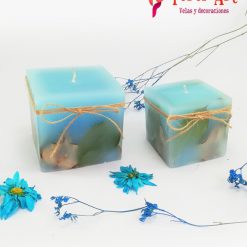 Velas cuadradas Azul pera