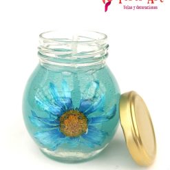 vela de gel azul floral